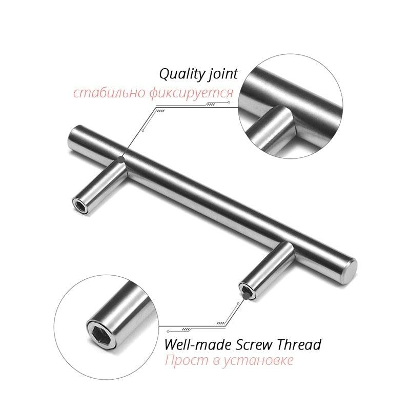 20 PCS Set Brushed Gold Kitchen Handle Stainless Steel T Bar Door Pull 76mm 96mm Cabinet Knobs and Handles Black Furniture Handle Stainless Steel Kitchen Cupboard Handles Cabinet Handles Stevvex