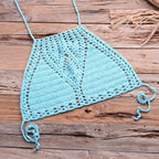 Handmade Vintage Crochet Bikinis Knitted Cotton Swimwear Women's Crochet Swimsuit Two Pieces Bathing Suits Bikini Swimsuit Top Bottom Bandage Modern Women Beachwear For Summer Stevvex
