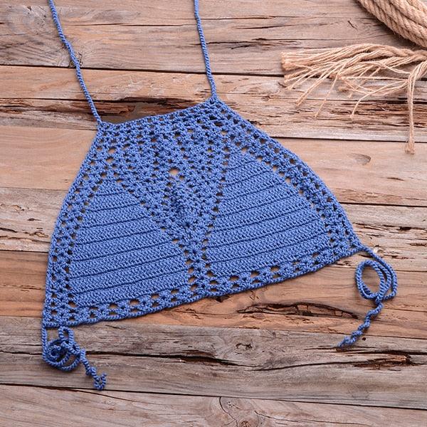 Handmade Vintage Crochet Bikinis Knitted Cotton Swimwear Women's Crochet Swimsuit Two Pieces Bathing Suits Bikini Swimsuit Top Bottom Bandage Modern Women Beachwear For Summer Stevvex