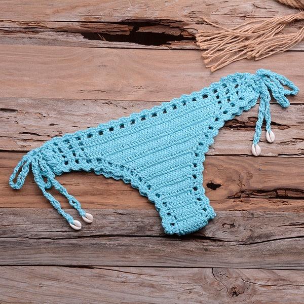 Handmade Vintage Crochet Bikinis Knitted Cotton Swimwear Women's Crochet Swimsuit Two Pieces Bathing Suits Bikini Swimsuit Top Bottom Bandage Modern Women Beachwear For Summer Stevvex