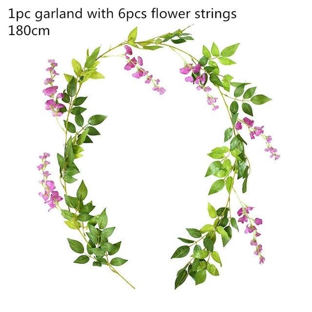 Modern Artificial Green Eucalyptus Leaves Garland Wisteria Rattan Fake Decor Silk Leaf Vines For Wedding Birthday Party Decor Stevvex