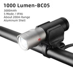 Bike Light Rainproof USB Rechargeable LED 2000mAh MTB Front Lamp Headlight Aluminum Ultralight Flashlight Super Bright Bicycle Front Headlight 5 Light Modes And Large Capacity Battery Stevvex
