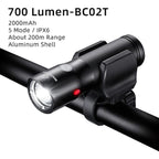 Bike Light Rainproof USB Rechargeable LED 2000mAh MTB Front Lamp Headlight Aluminum Ultralight Flashlight Super Bright Bicycle Front Headlight 5 Light Modes And Large Capacity Battery Stevvex