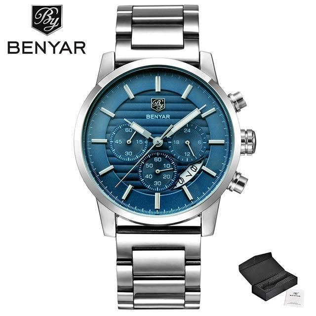 New Luxury Men Watches Chronograph Sports Watches Waterproof Casual Sport Leather Strap Quartz Men's Wrist Watch Stevvex