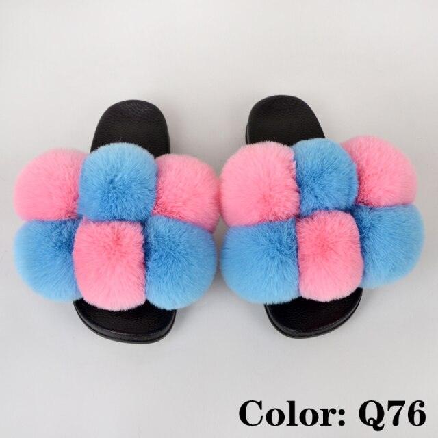 Summer Women Slippers Faux Fur Slides For Women Fluffy Slippers House Shoes Woman Slippers Open Toe Fuzzy Fur Slippers Girls Fluffy House Slides Outdoor Indoor Slippers