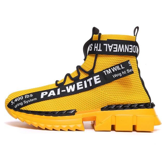 Fashion Flying Woven Sock Mens High Top Sneakers Men Non-slip Shoes Casual Shoes Running Modern Shoes Non Slip Athletic Tennis Walking Type Sneakers Hip Hop Style Stevvex