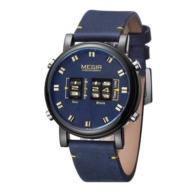 New Military Sport Watches Luxury Brown Leather Strap Quartz Wrist Watch Stylish Roller Watch For Men Stevvex