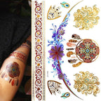Body Tattoo Art Painting Stickers Glitter Gold Silver Temporary Waterproof Nontoxic Long Lasting Tattoos Stevvex