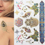 Body Tattoo Art Painting Stickers Glitter Gold Silver Temporary Waterproof Nontoxic Long Lasting Tattoos Stevvex