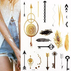 Body Tattoo Art Painting Stickers Glitter Gold Silver Temporary Waterproof Nontoxic Long Lasting Tattoos Stevvex