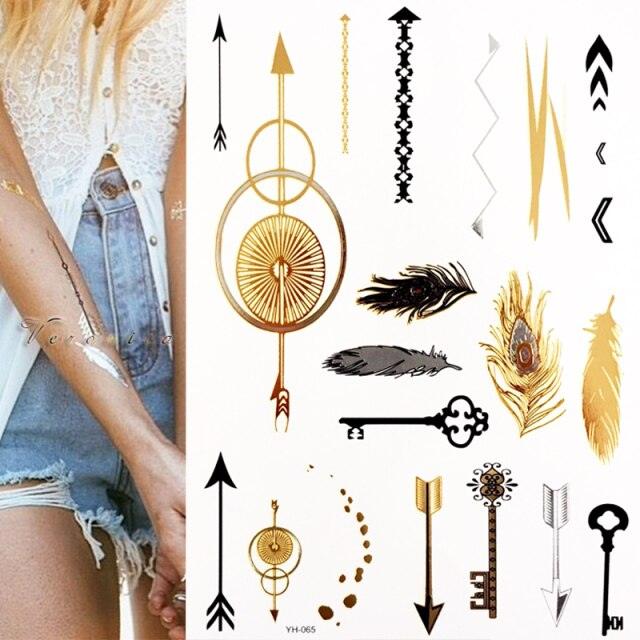 Body Tattoo Art Painting Stickers Glitter Gold Silver Temporary Waterproof Nontoxic Long Lasting Tattoos Stevvex