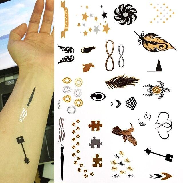 Body Tattoo Art Painting Stickers Glitter Gold Silver Temporary Waterproof Nontoxic Long Lasting Tattoos Stevvex