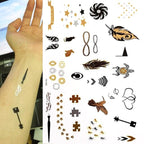 Body Tattoo Art Painting Stickers Glitter Gold Silver Temporary Waterproof Nontoxic Long Lasting Tattoos Stevvex