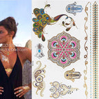 Body Tattoo Art Painting Stickers Glitter Gold Silver Temporary Waterproof Nontoxic Long Lasting Tattoos Stevvex
