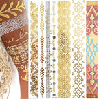Body Tattoo Art Painting Stickers Glitter Gold Silver Temporary Waterproof Nontoxic Long Lasting Tattoos Stevvex