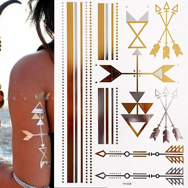 Body Tattoo Art Painting Stickers Glitter Gold Silver Temporary Waterproof Nontoxic Long Lasting Tattoos Stevvex