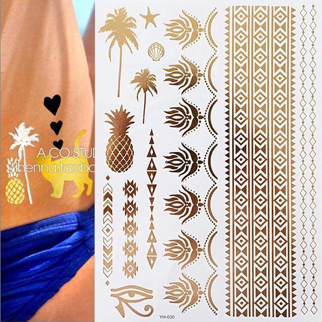 Body Tattoo Art Painting Stickers Glitter Gold Silver Temporary Waterproof Nontoxic Long Lasting Tattoos Stevvex