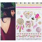 Body Tattoo Art Painting Stickers Glitter Gold Silver Temporary Waterproof Nontoxic Long Lasting Tattoos Stevvex