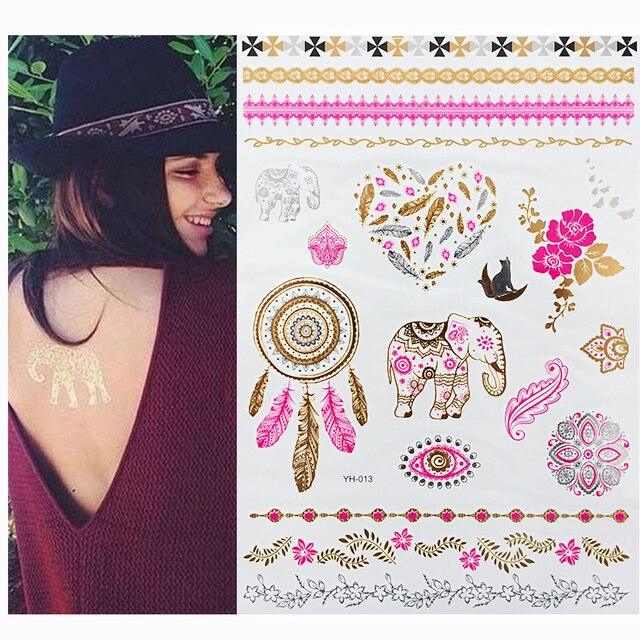Body Tattoo Art Painting Stickers Glitter Gold Silver Temporary Waterproof Nontoxic Long Lasting Tattoos Stevvex
