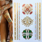 Body Tattoo Art Painting Stickers Glitter Gold Silver Temporary Waterproof Nontoxic Long Lasting Tattoos Stevvex