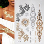 Body Tattoo Art Painting Stickers Glitter Gold Silver Temporary Waterproof Nontoxic Long Lasting Tattoos Stevvex