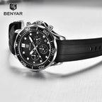 Black Multifunctional Sport Men Watches Luxury Quartz Watches Fashion Chronograph Stylish Elegant Comfortable Watch For Men Stevvex