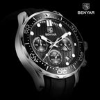 Black Multifunctional Sport Men Watches Luxury Quartz Watches Fashion Chronograph Stylish Elegant Comfortable Watch For Men Stevvex