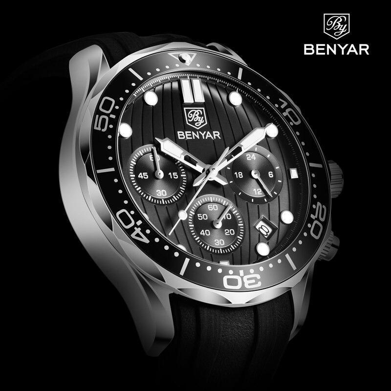 Black Multifunctional Sport Men Watches Luxury Quartz Watches Fashion Chronograph Stylish Elegant Comfortable Watch For Men Stevvex