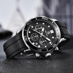 Black Multifunctional Sport Men Watches Luxury Quartz Watches Fashion Chronograph Stylish Elegant Comfortable Watch For Men Stevvex