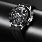 Black Multifunctional Sport Men Watches Luxury Quartz Watches Fashion Chronograph Stylish Elegant Comfortable Watch For Men Stevvex