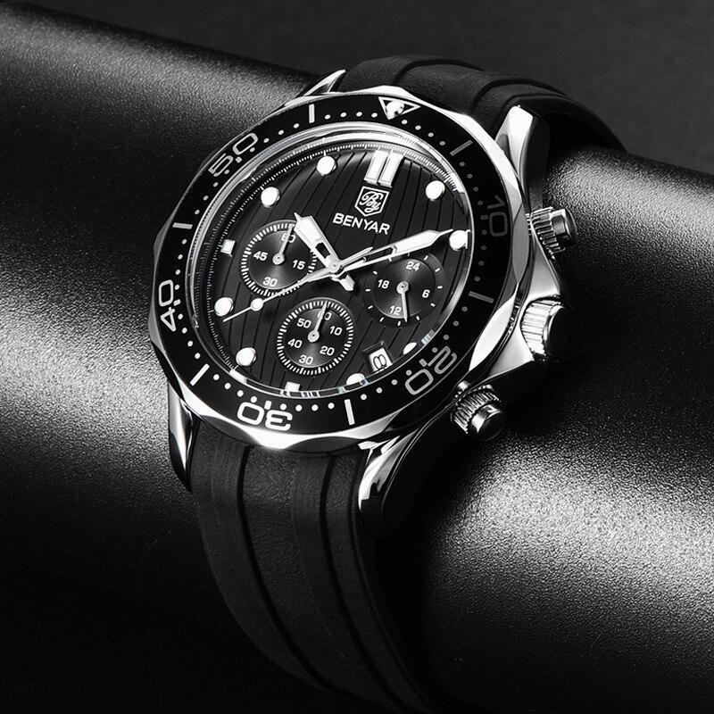 Black Multifunctional Sport Men Watches Luxury Quartz Watches Fashion Chronograph Stylish Elegant Comfortable Watch For Men Stevvex