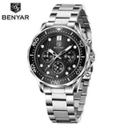Black Multifunctional Sport Men Watches Luxury Quartz Watches Fashion Chronograph Stylish Elegant Comfortable Watch For Men Stevvex