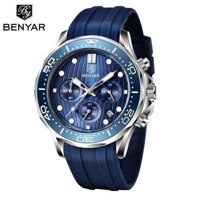 Black Multifunctional Sport Men Watches Luxury Quartz Watches Fashion Chronograph Stylish Elegant Comfortable Watch For Men Stevvex