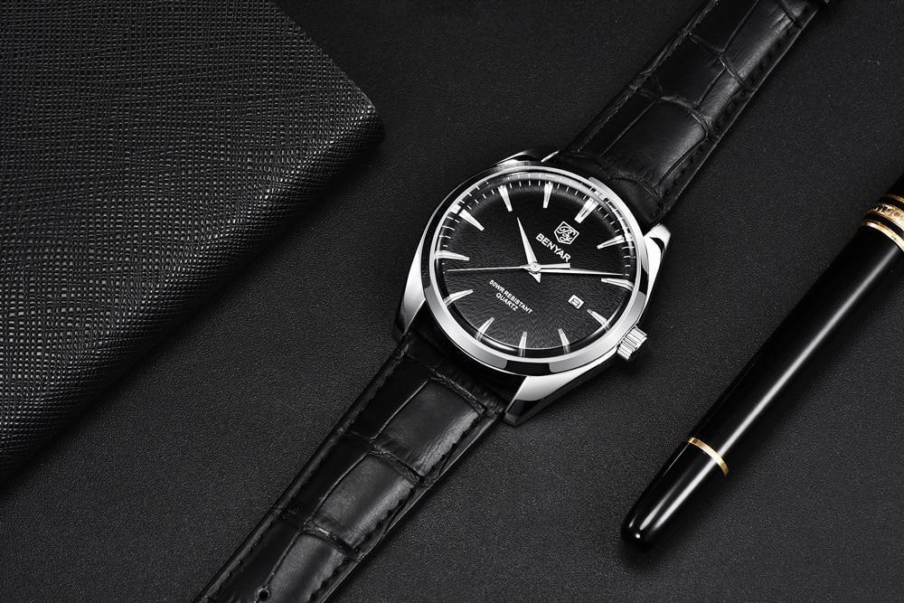 Leather Fashion Sport Men's Watches Luxury Military Quartz Analog Waterproof Men Watch Stevvex