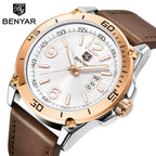 Top Luxury Fashion Mens Watches Quartz Casual Leather Design Sport Analog Waterproof Classic Wrist Watch Stevvex