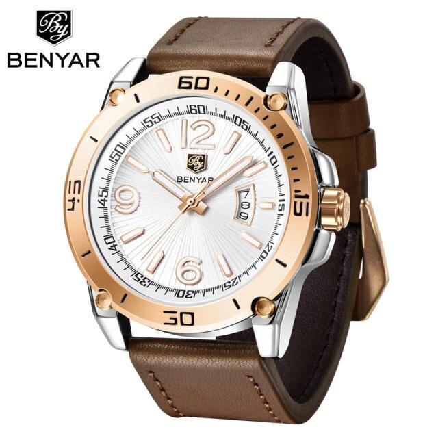 Top Luxury Fashion Mens Watches Quartz Casual Leather Design Sport Analog Waterproof Classic Wrist Watch Stevvex