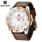 Top Luxury Fashion Mens Watches Quartz Casual Leather Design Sport Analog Waterproof Classic Wrist Watch Stevvex