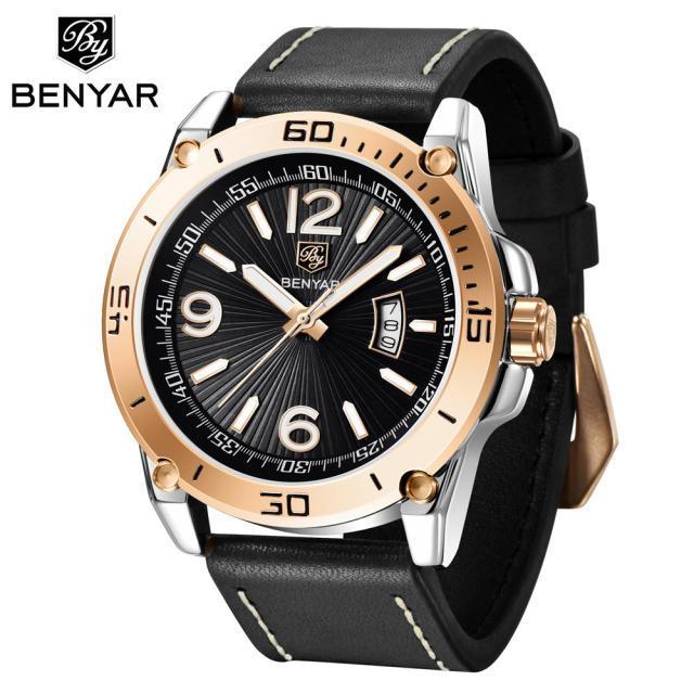 Top Luxury Fashion Mens Watches Quartz Casual Leather Design Sport Analog Waterproof Classic Wrist Watch Stevvex