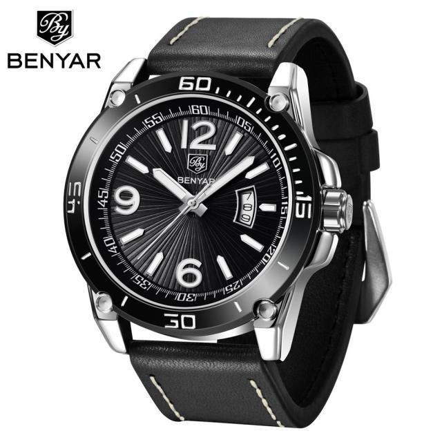 Top Luxury Fashion Mens Watches Quartz Casual Leather Design Sport Analog Waterproof Classic Wrist Watch Stevvex