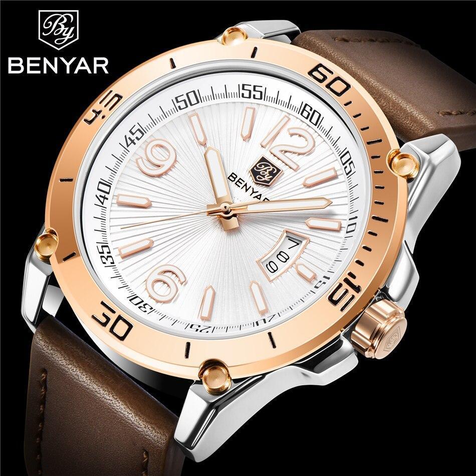 Top Luxury Fashion Mens Watches Quartz Casual Leather Design Sport Analog Waterproof Classic Wrist Watch Stevvex