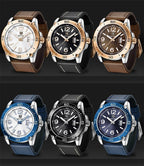 Top Luxury Fashion Mens Watches Quartz Casual Leather Design Sport Analog Waterproof Classic Wrist Watch Stevvex