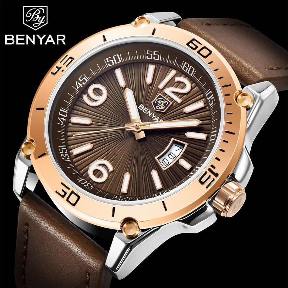 Top Luxury Fashion Mens Watches Quartz Casual Leather Design Sport Analog Waterproof Classic Wrist Watch Stevvex