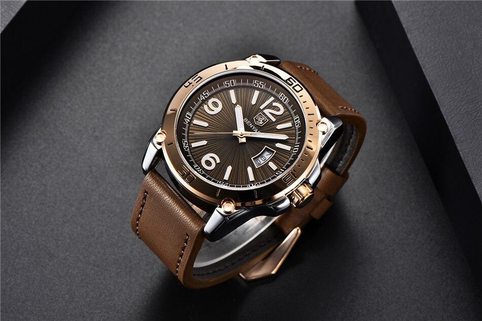 Top Luxury Fashion Mens Watches Quartz Casual Leather Design Sport Analog Waterproof Classic Wrist Watch Stevvex