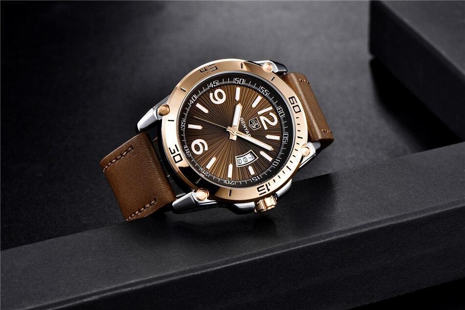 Top Luxury Fashion Mens Watches Quartz Casual Leather Design Sport Analog Waterproof Classic Wrist Watch Stevvex