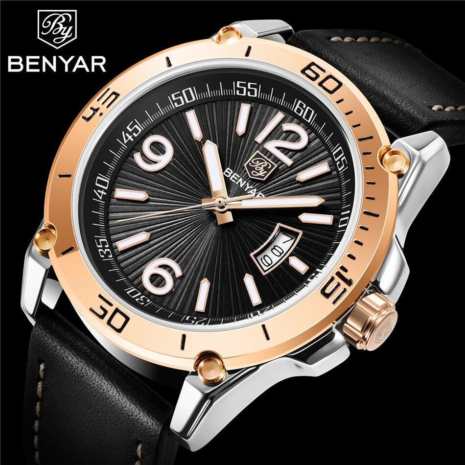 Top Luxury Fashion Mens Watches Quartz Casual Leather Design Sport Analog Waterproof Classic Wrist Watch Stevvex