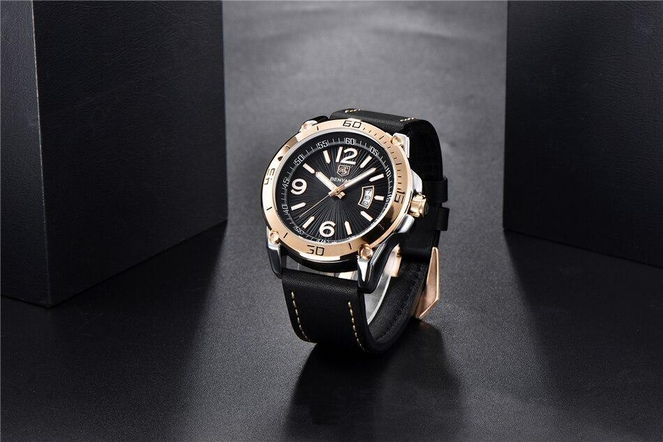 Top Luxury Fashion Mens Watches Quartz Casual Leather Design Sport Analog Waterproof Classic Wrist Watch Stevvex