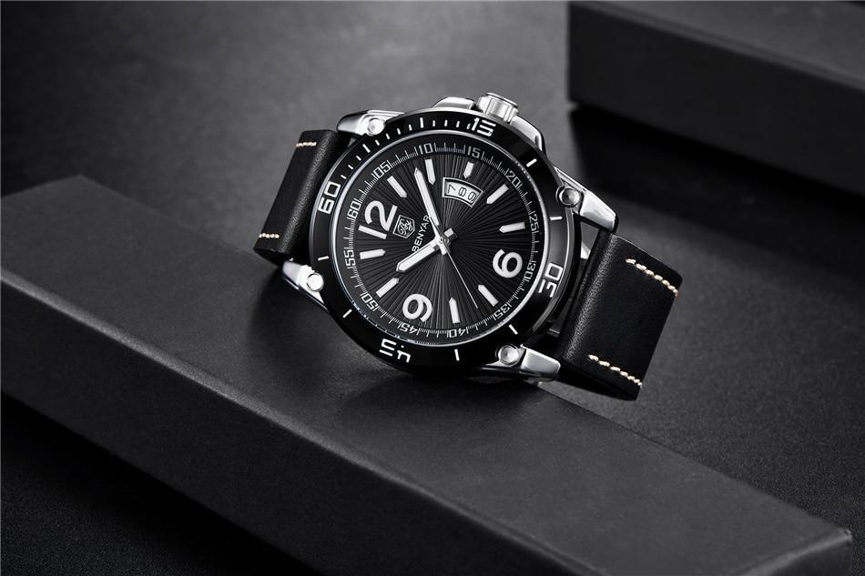 Top Luxury Fashion Mens Watches Quartz Casual Leather Design Sport Analog Waterproof Classic Wrist Watch Stevvex