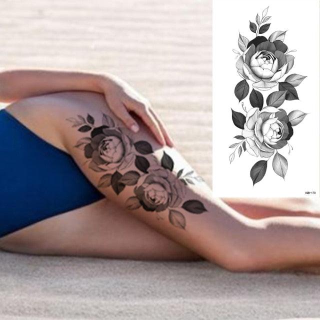 25 Sheets Flower Rose Luxury Tattoos Waterproof Temporary Sticker 3D Rose Flower Tattoos Body Art Arm Fake Tatoo For Womens Stevvex