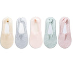 5 Pairs Fashion Women Girls Summer Socks 7 Color Style Lace Flower Short Sock Antiskid Invisible Ankle Socks For Women Stevvex