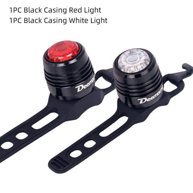 Bicycle Rear Light Bike Warning Lamp USB Charge Red White Light Color Safety Headlight Bike Tail Light Rechargeable Ultra Bright Bike Rear Light USB Rechargeable Bike LED Light Stevvex